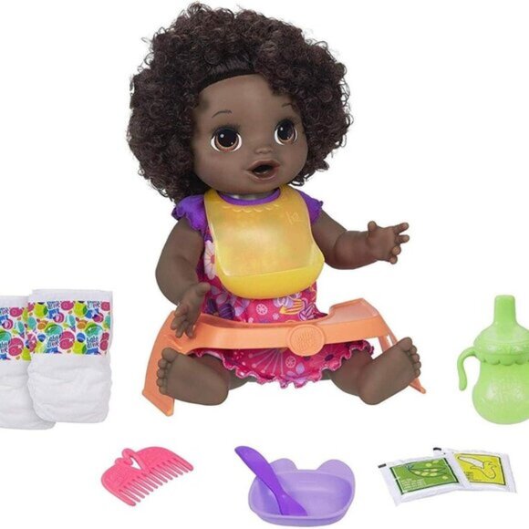 New in Box Talking Baby Alive Happy Hungry Baby Black Curly Hair Doll for Age 3+ - Picture 3 of 16